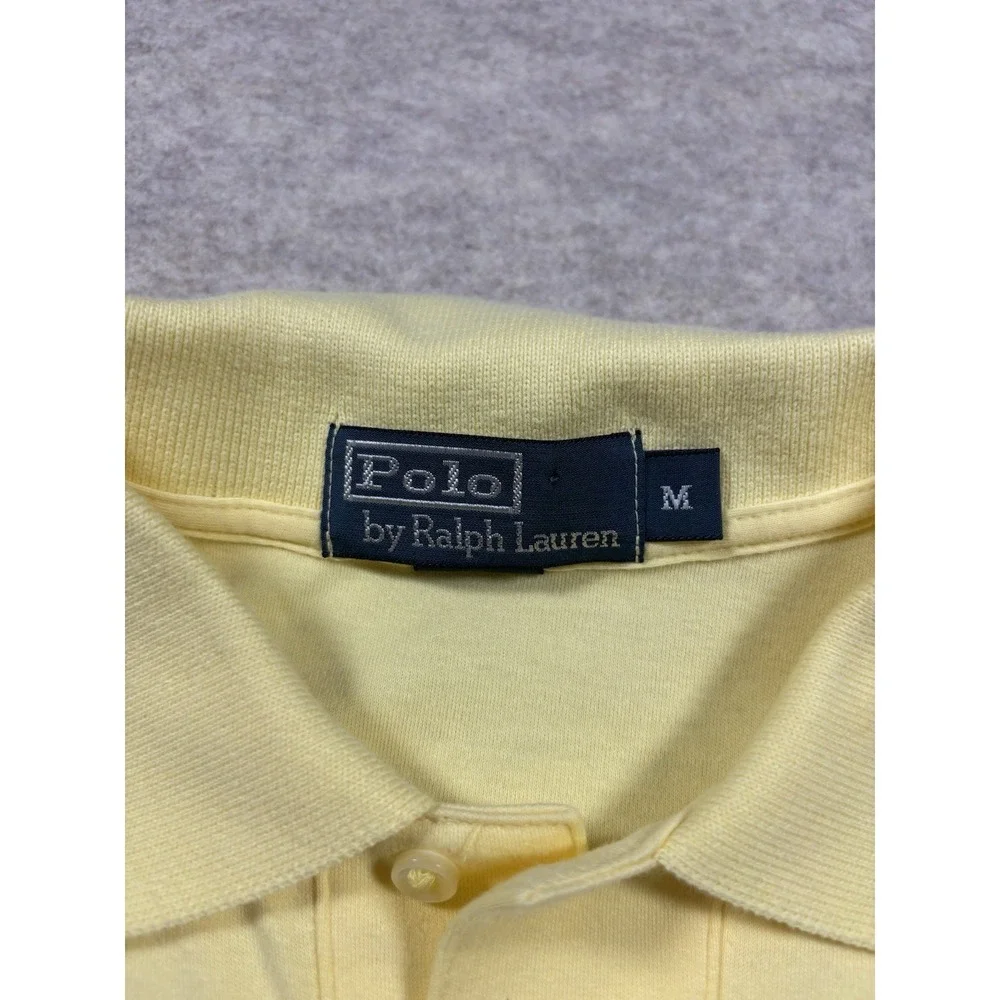 NWT Polo Ralph Lauren Men's Medium Yellow Short Sleeve Mesh Polo Shirt Navy Pony